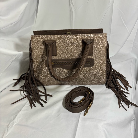 Prison Art Brown Fringe Handbag 100%Vacuno/bovine - Picture 1 of 6